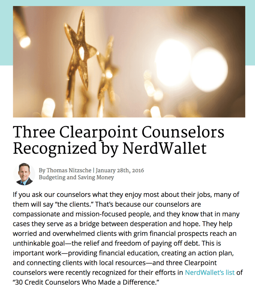 post announcing nerdwallet award