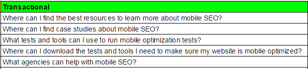 image of spreadsheet with transactional questions