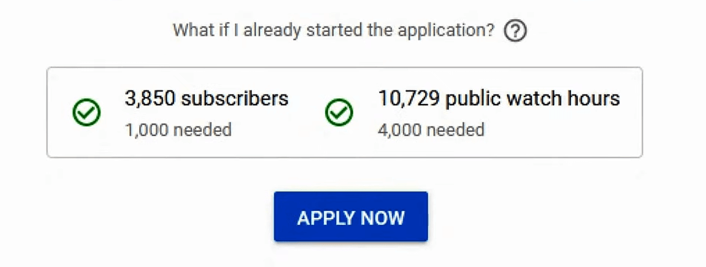 Screenshot of YouTube channel eligible for monetization