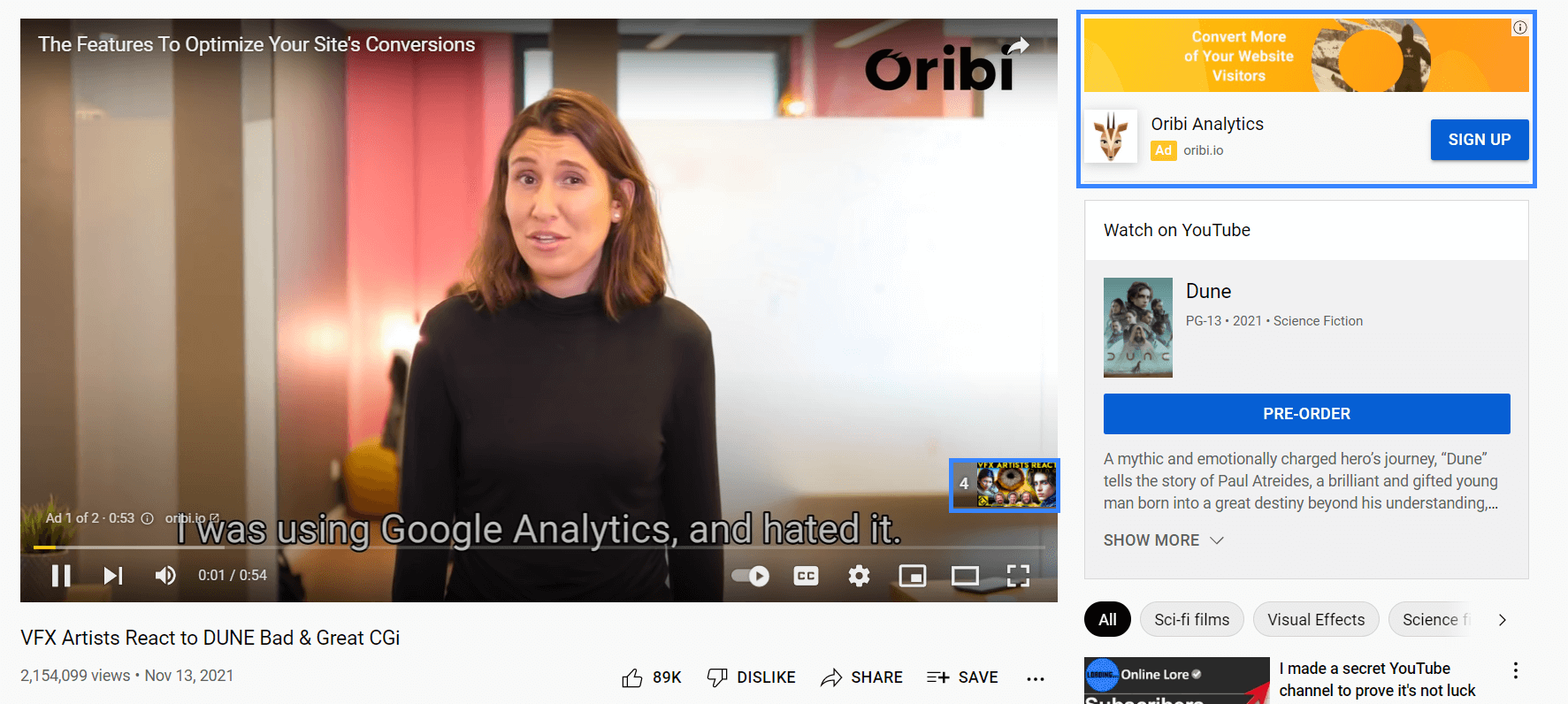 AdSense video ad in YouTube video