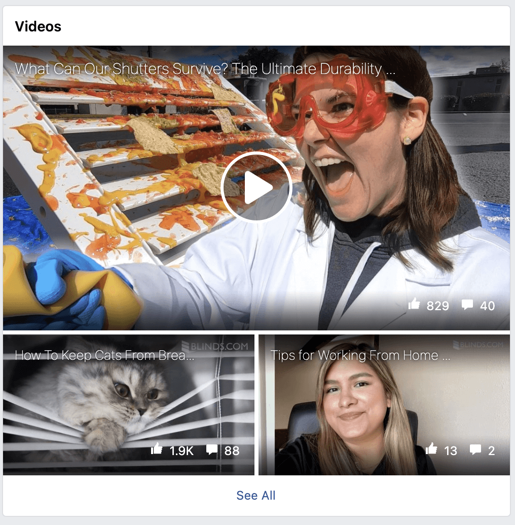 Blinds.com Facebook videos