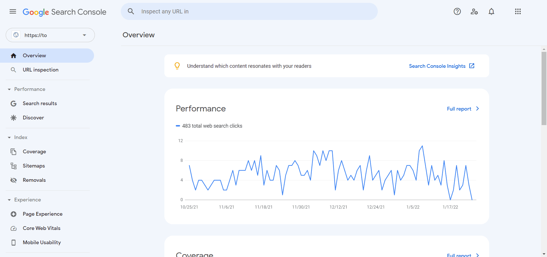 Google Search Console dashboard