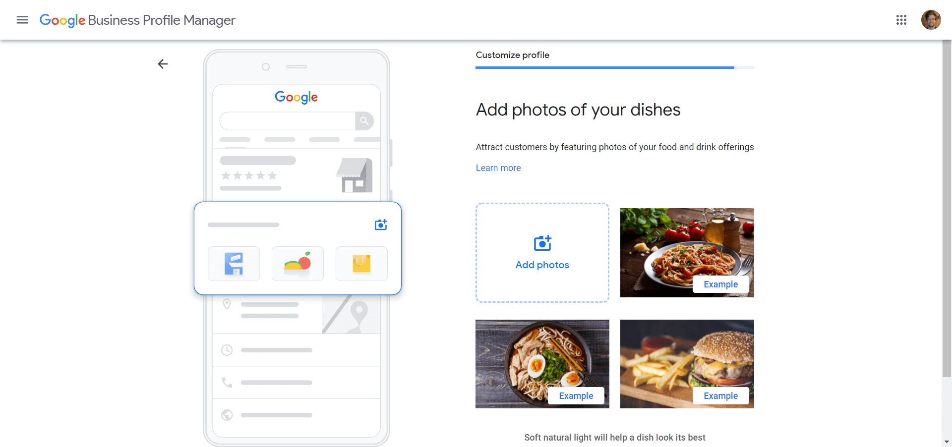 Photos of dishes in GMB