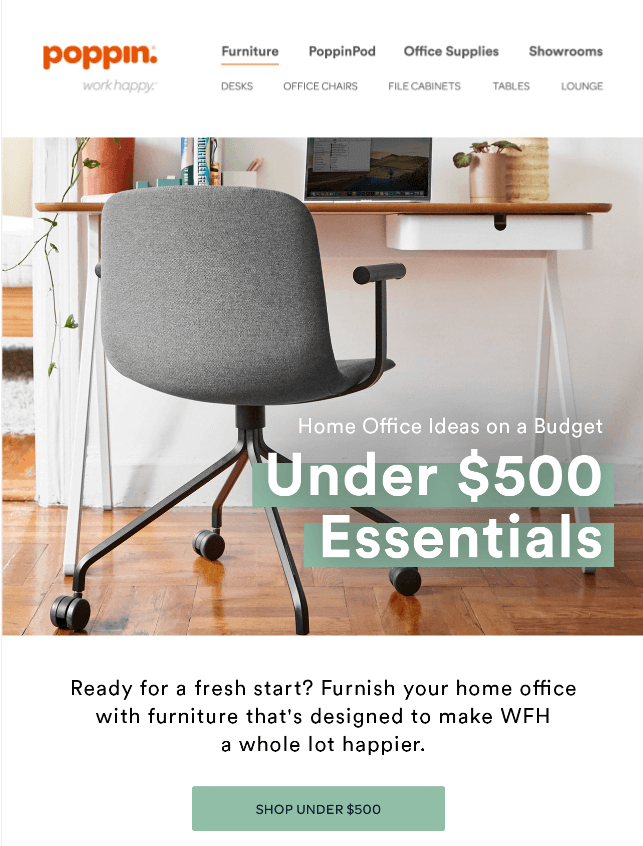 Poppin email for higher spenders