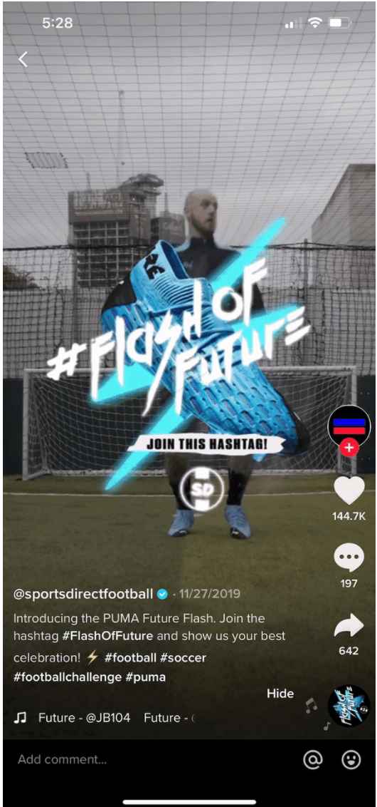 Example of a branded effect by Puma