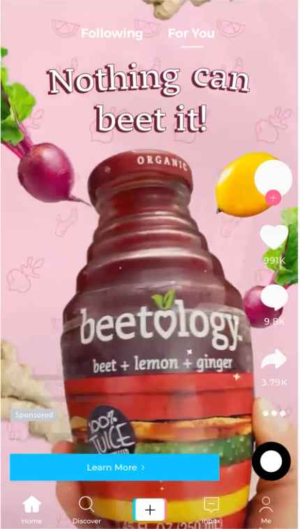 example of an in-feed ad by Beetology