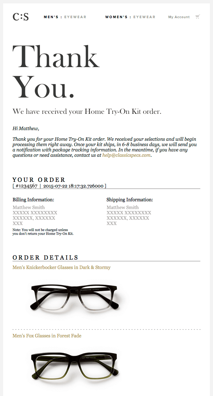 Thank you email example