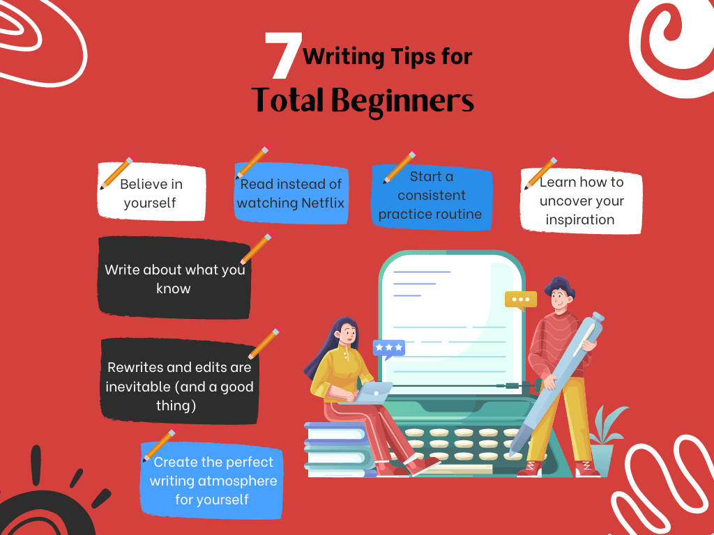 Infographic on Writing tips for beginers