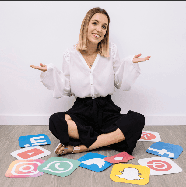 image of woman sitting on floor