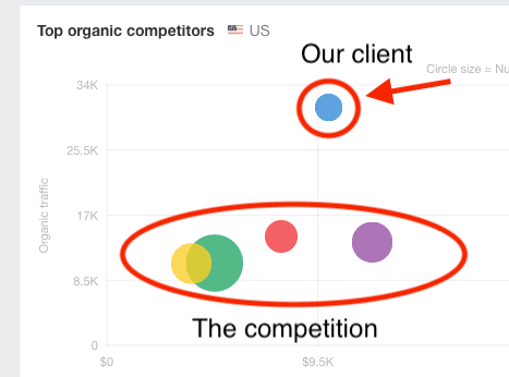 Not only that, but they beat out virtually all their competitors on the SERPs, averaging far more traffic than most related companies. 