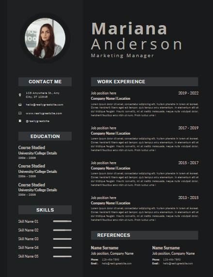 Infographic on maria Anderson resume