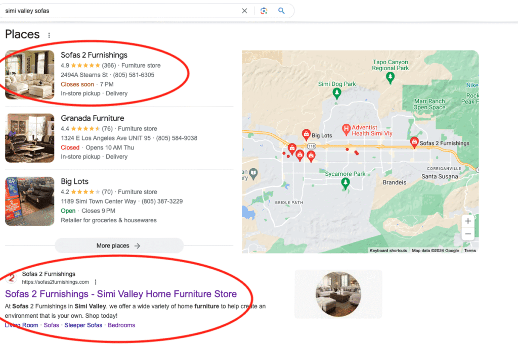 They now rank #1 for it on both Google’s Map Pack AND the organic results.