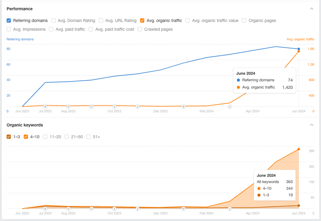 Here’s a peep at the overall SEO performance.