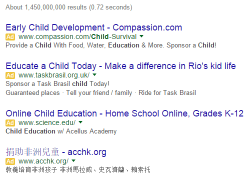 4 ads on top non commercial searches
