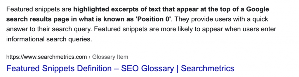 Image showing featured snippet definition