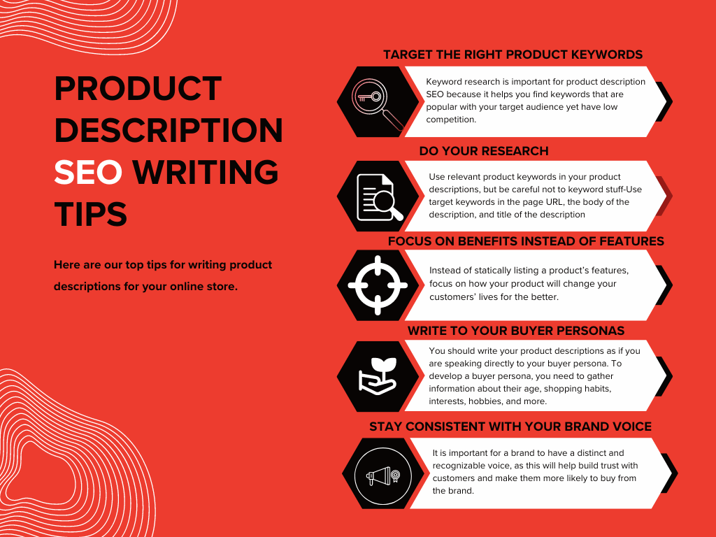 infographic on Product description seo writing tips