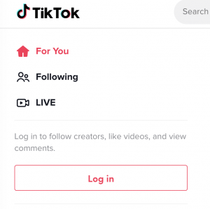 Image of TikTok Log In Page