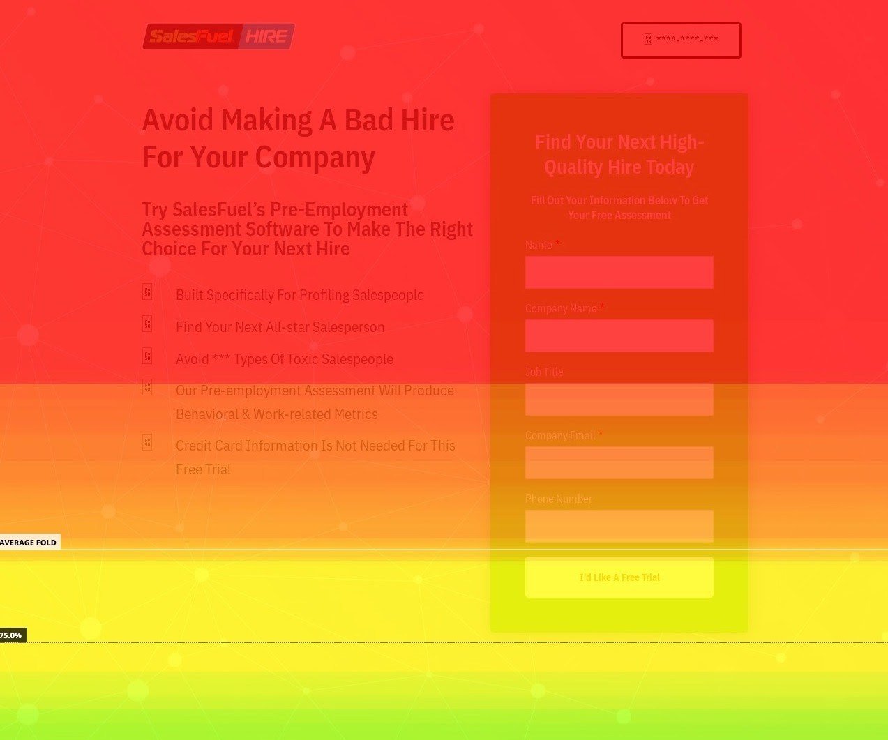 The homepage heatmap of SalesFuel, a hiring company. 