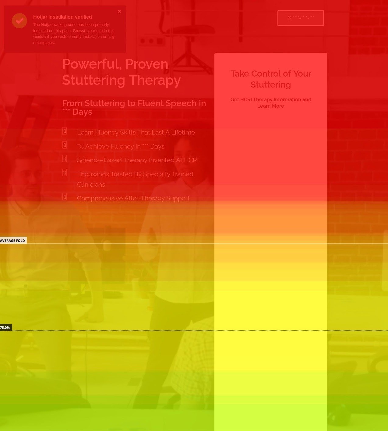 The homepage heatmap for a stuttering therapy company.