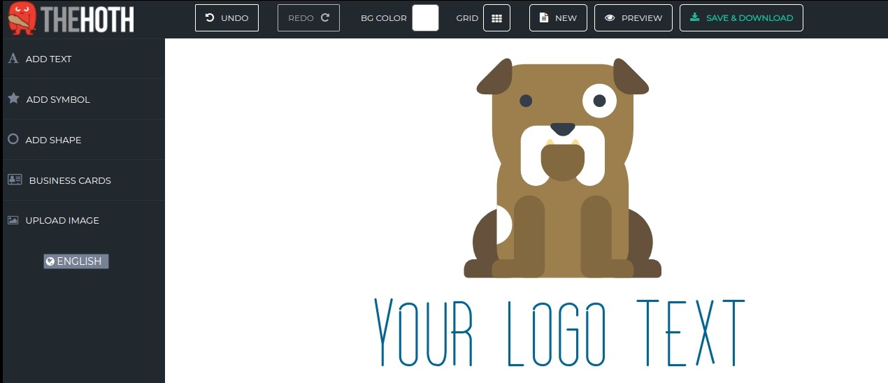 The home screen of our free logo maker. 