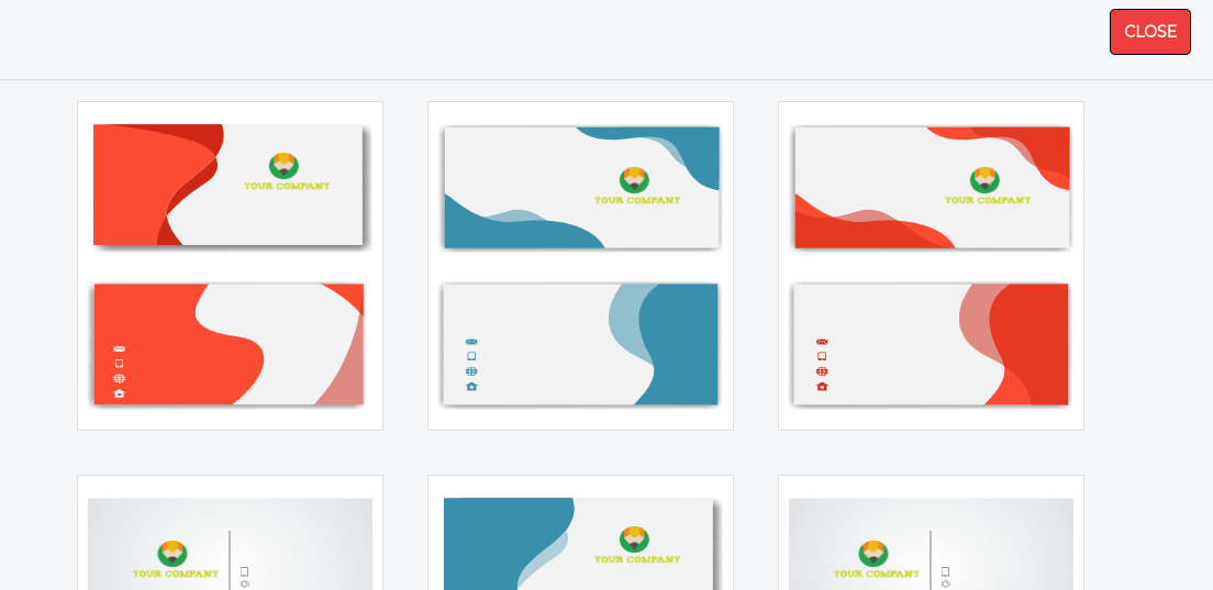 Options available for your business card in the free logo maker.
