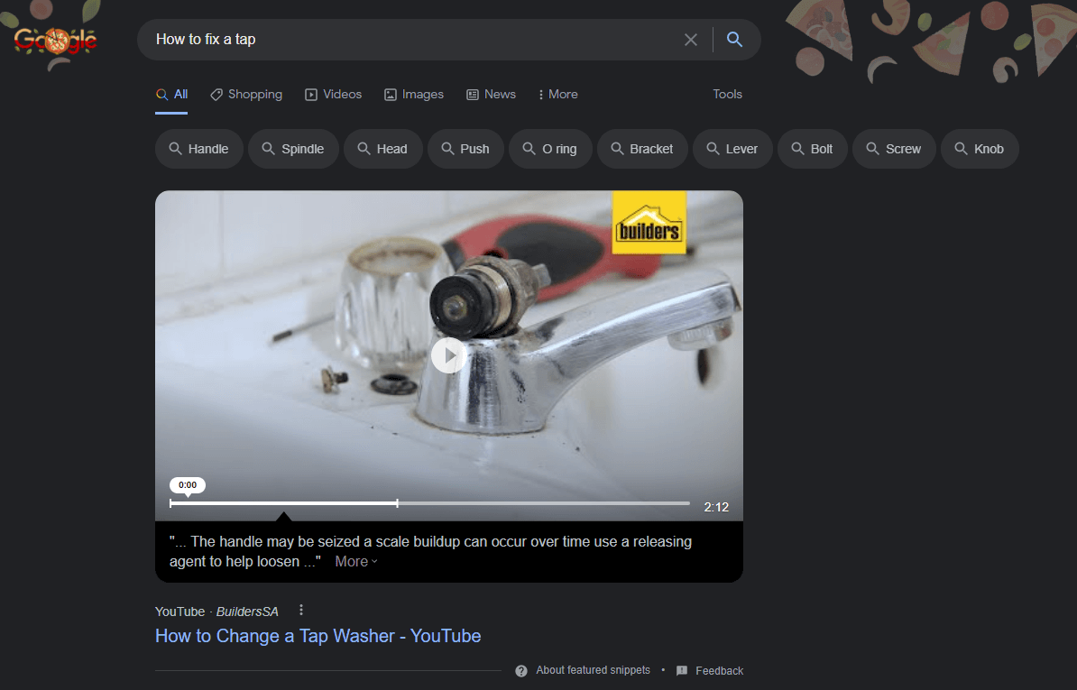 Google search result for "How to fix a tap"