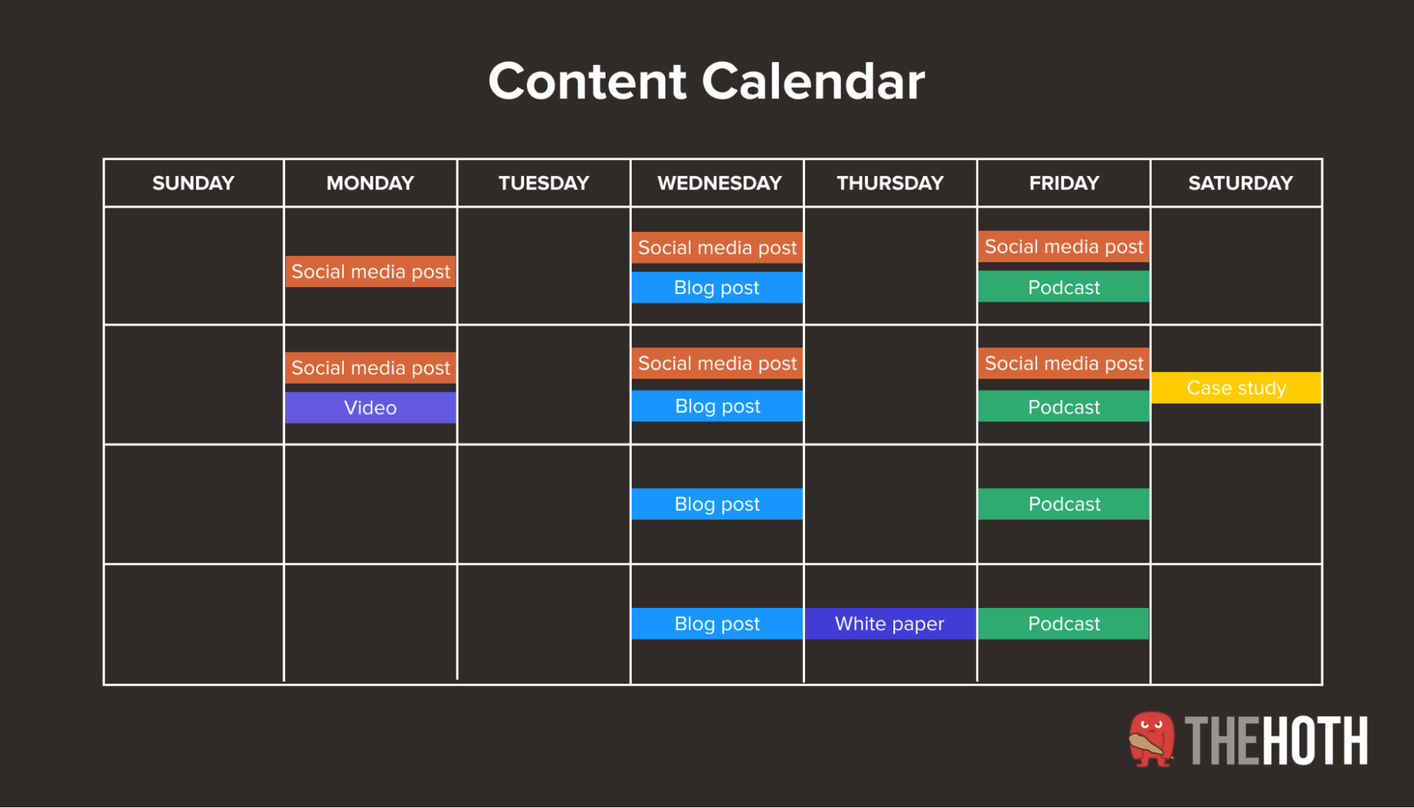 An editorial calendar to organize the content plan