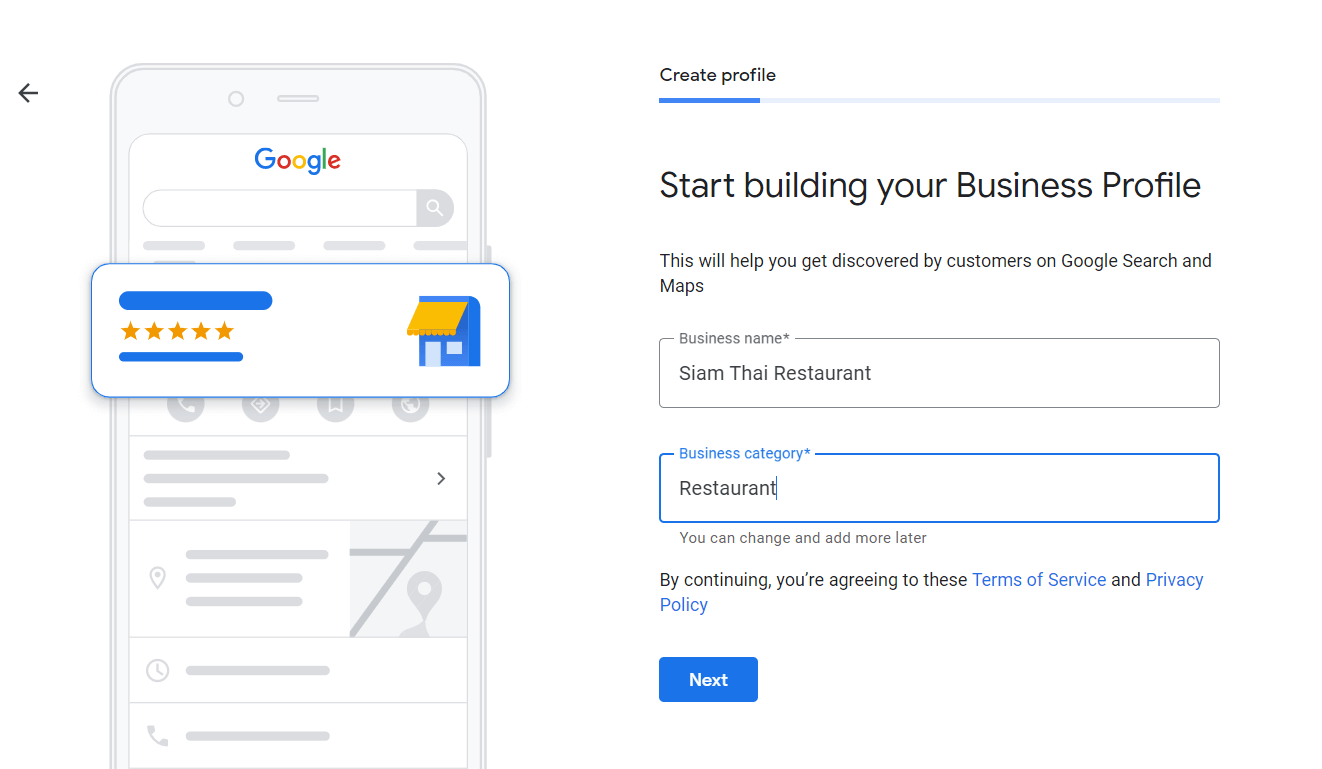 Google my business profile creation