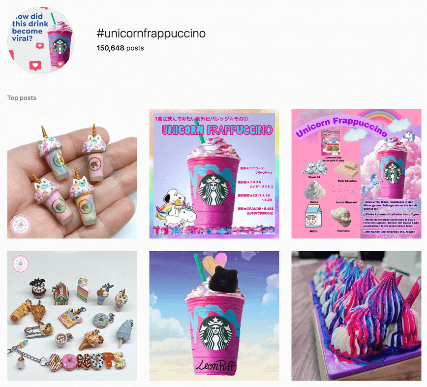 Unicorn Frappuccino social media campaign