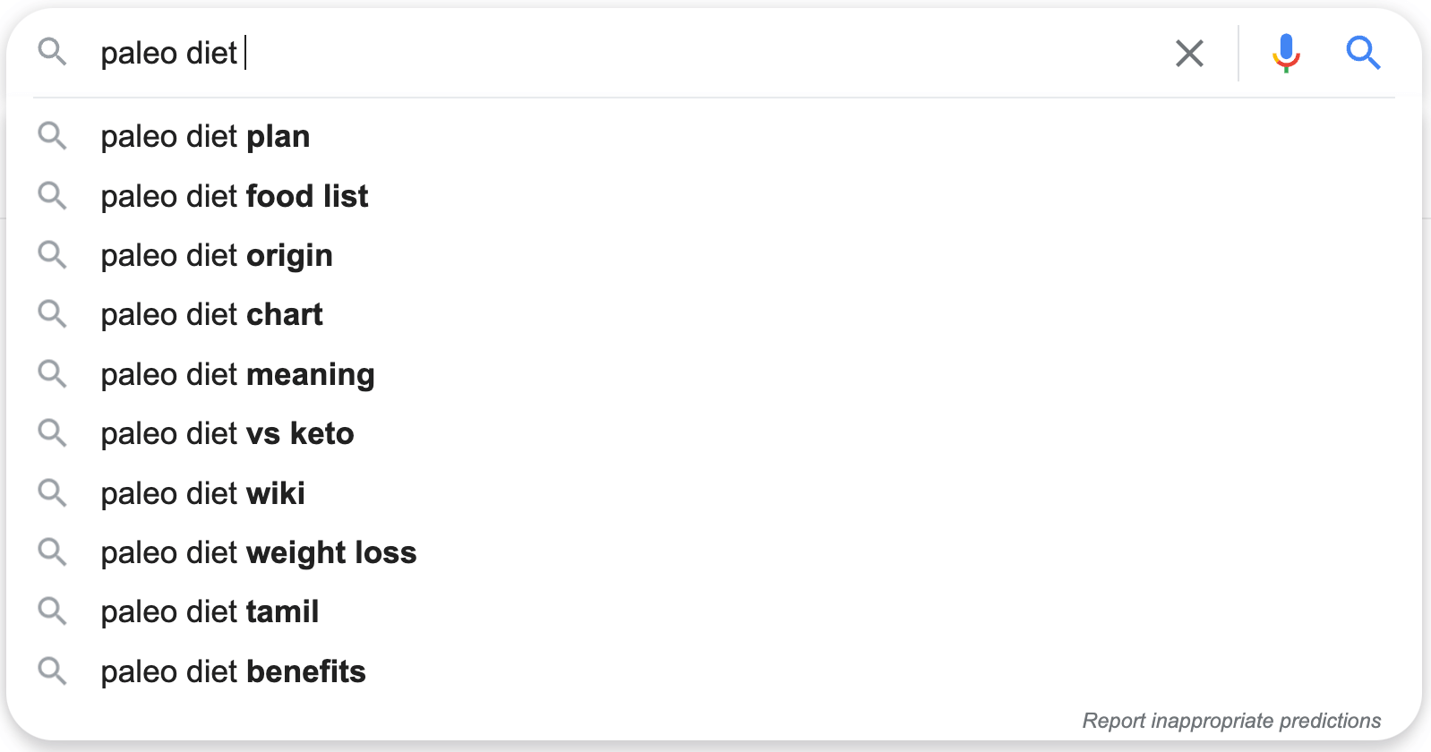 Google autocomplete suggestions
