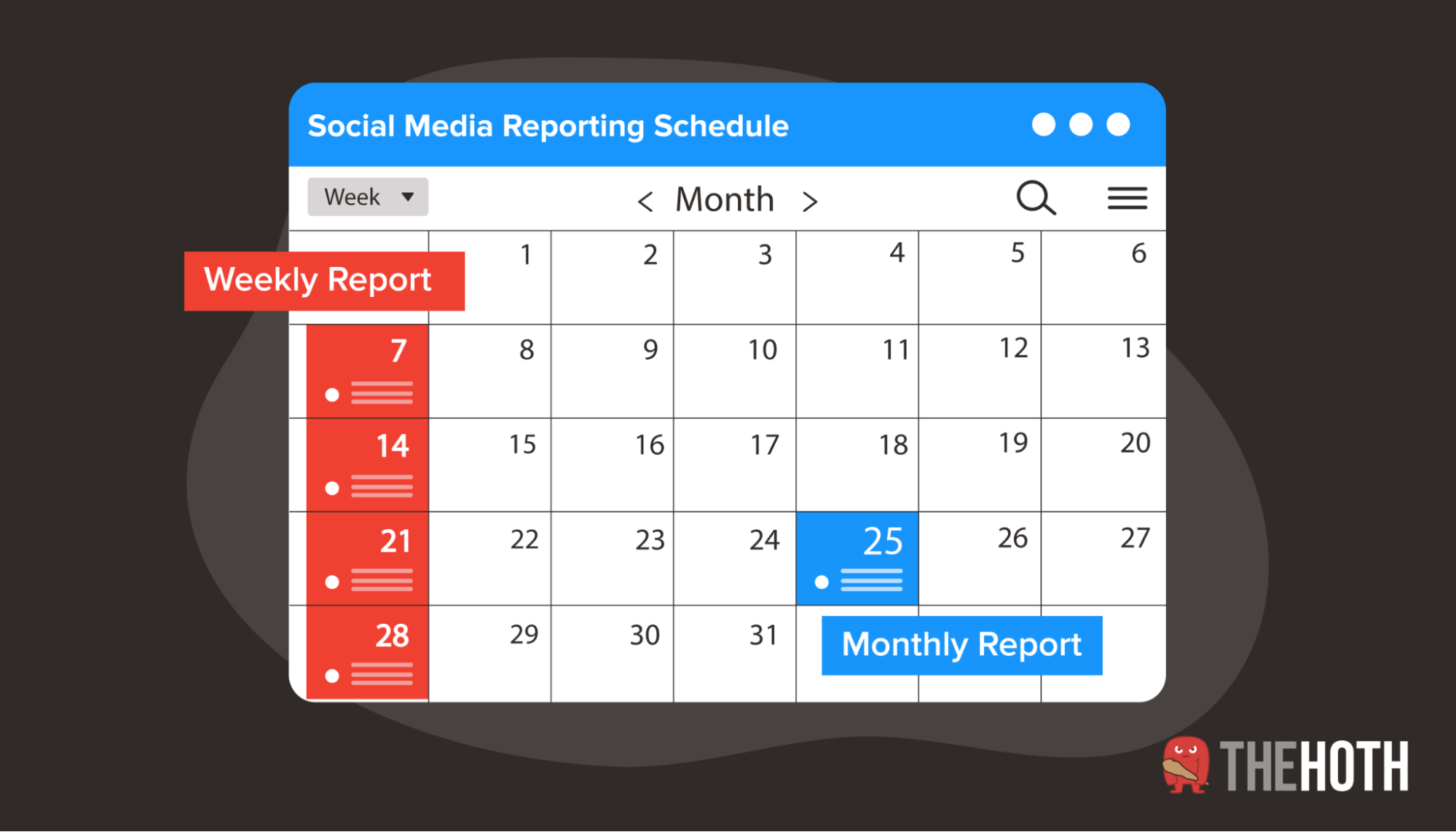A social media reporting calendar