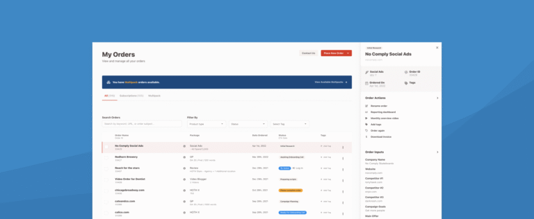 New Order Dashboard