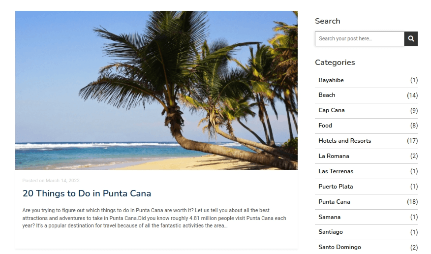 A screenshot of the Punta Cana Transfer blog.
