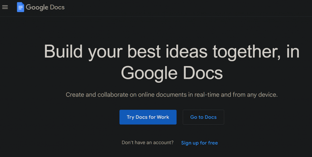 Image of Google Docs Page
