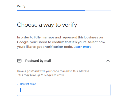 Choose a way to verify page on Google Business Profile Set Up