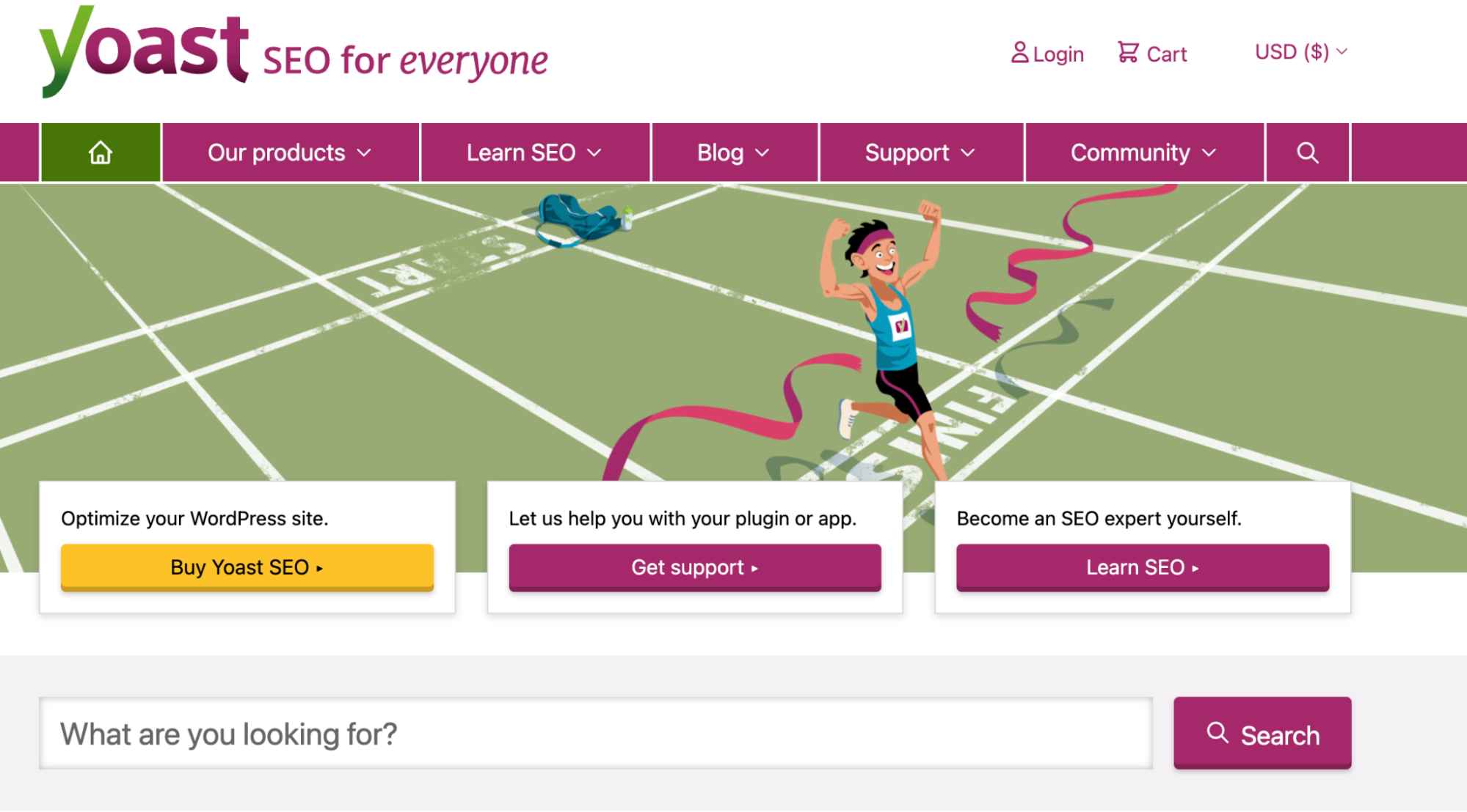 The homepage for Yoast