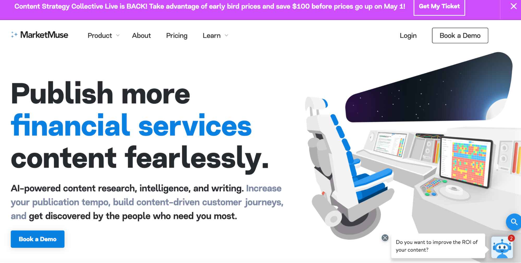 The homepage for MarketMuse