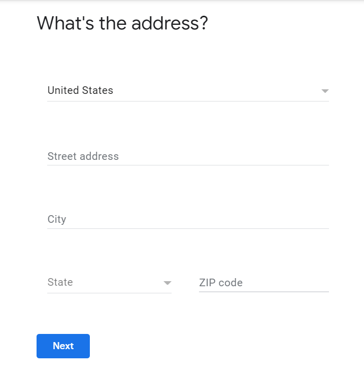 Image of business profile address setup