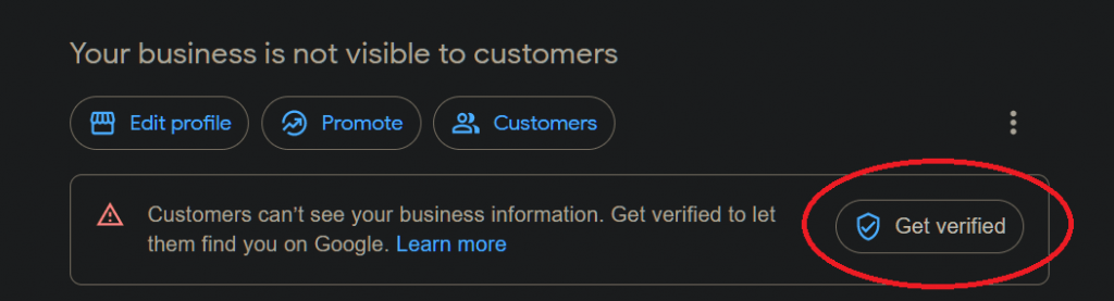 Image of Get Verified Notification of Google Business