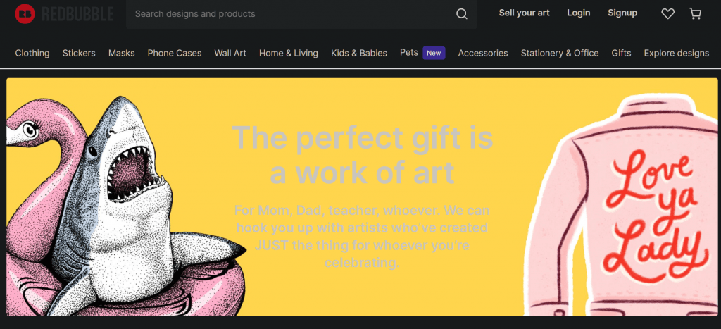 Image of Redbubble website
