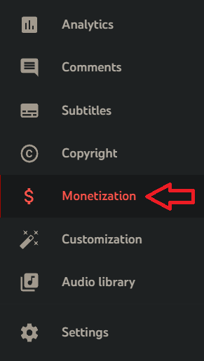 Image of Youtube Dashboard monetization