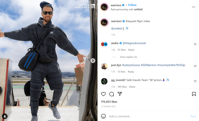United Airlines' Instagram influencer ad