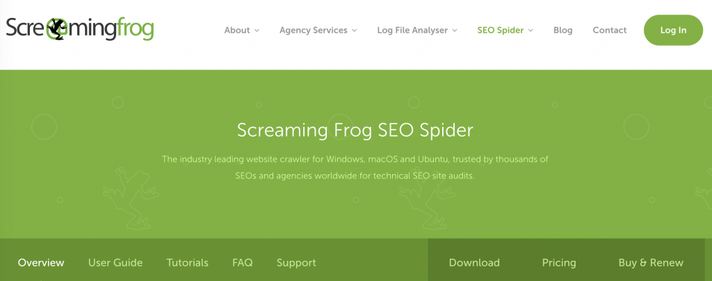 Image of Screaming Frog website