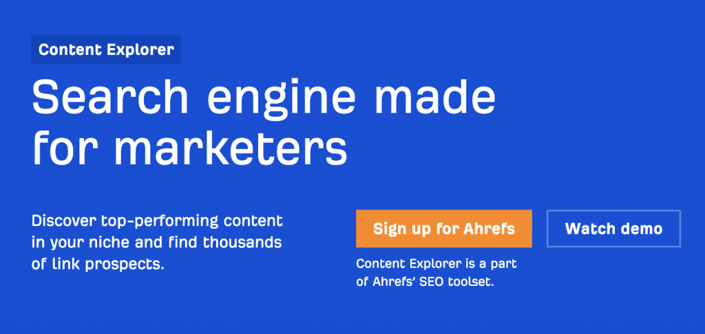 Image of Ahref content explorer page