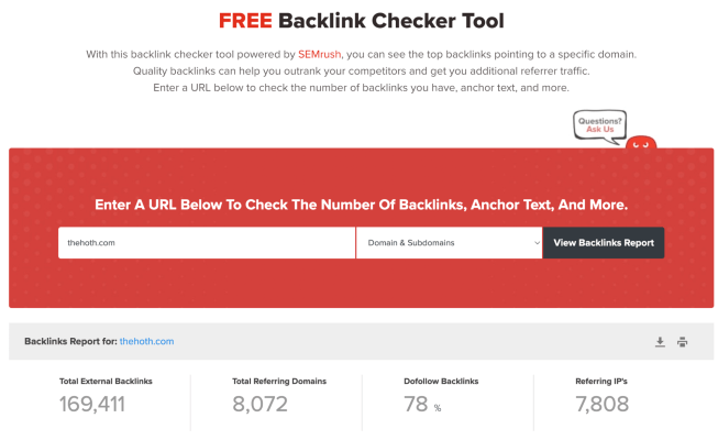 Checking backlinks with The HOTH's Backlink Checker Tool