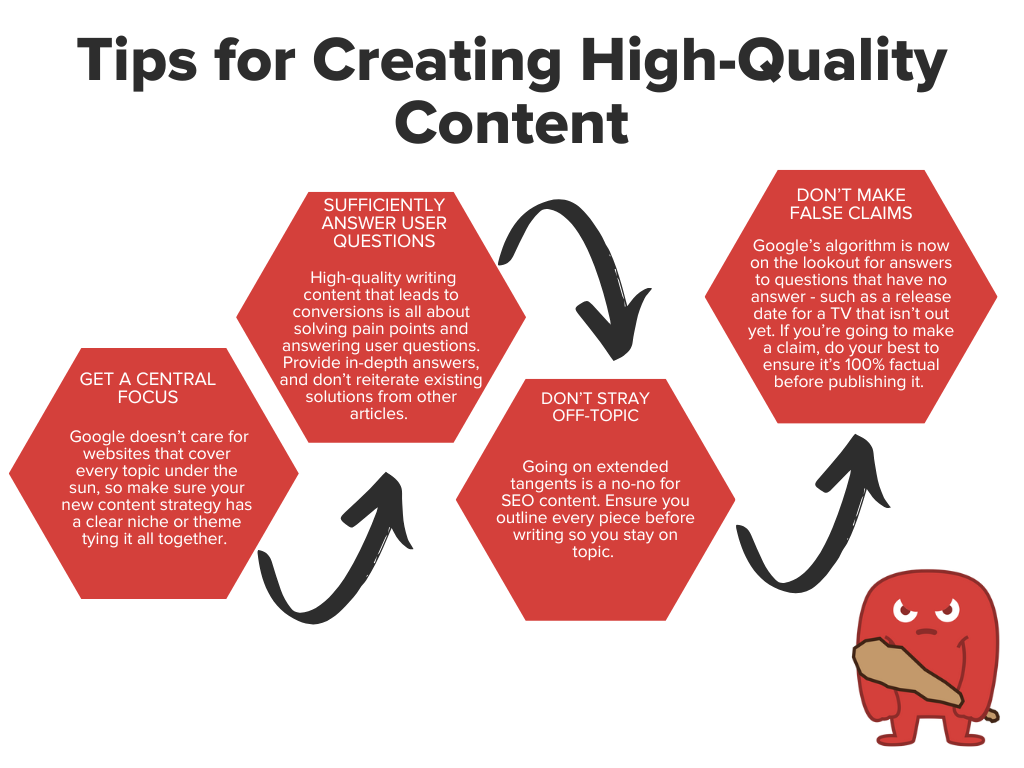 Infographic on tips for creating high-quality content