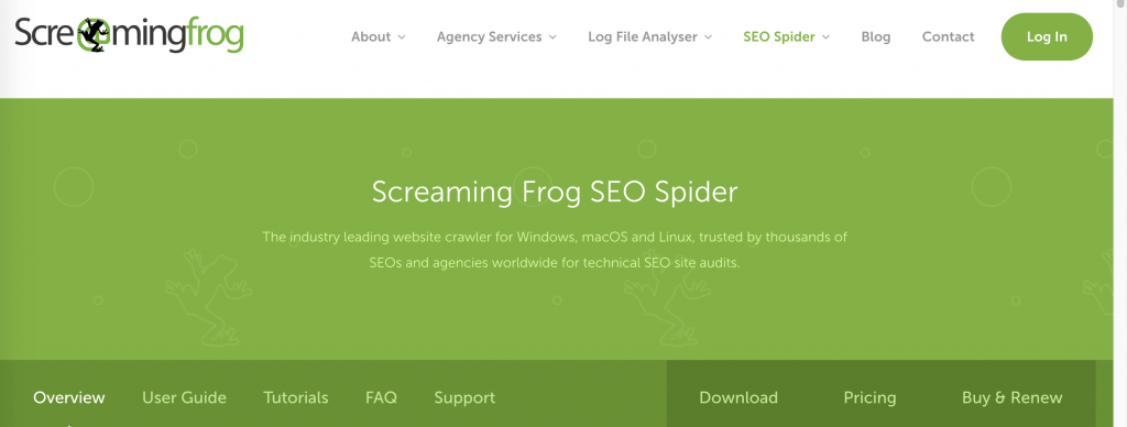 Image of Screaming Frog website