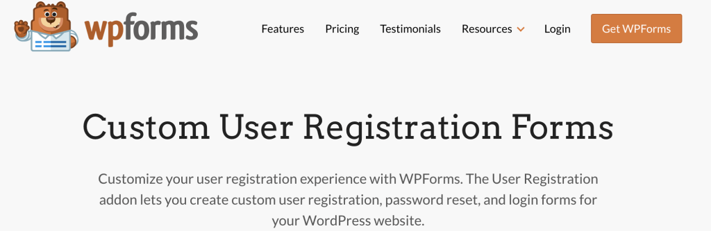 Screenshot of WP Forms website banner