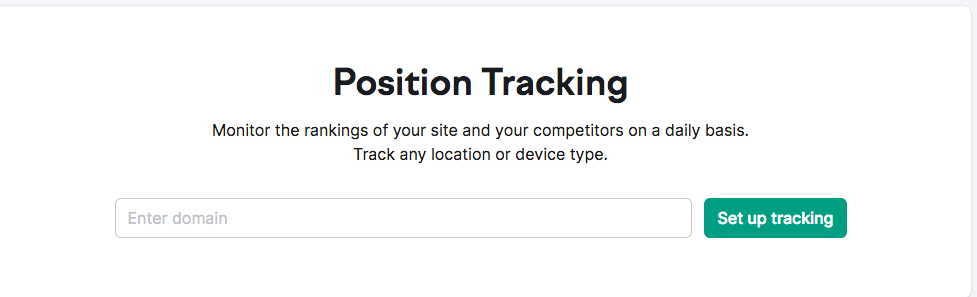A screenshot of SEMrush’s Position Tracking tool