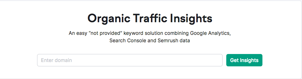 A screenshot of SEMrush’s Organic Traffic Insights tool